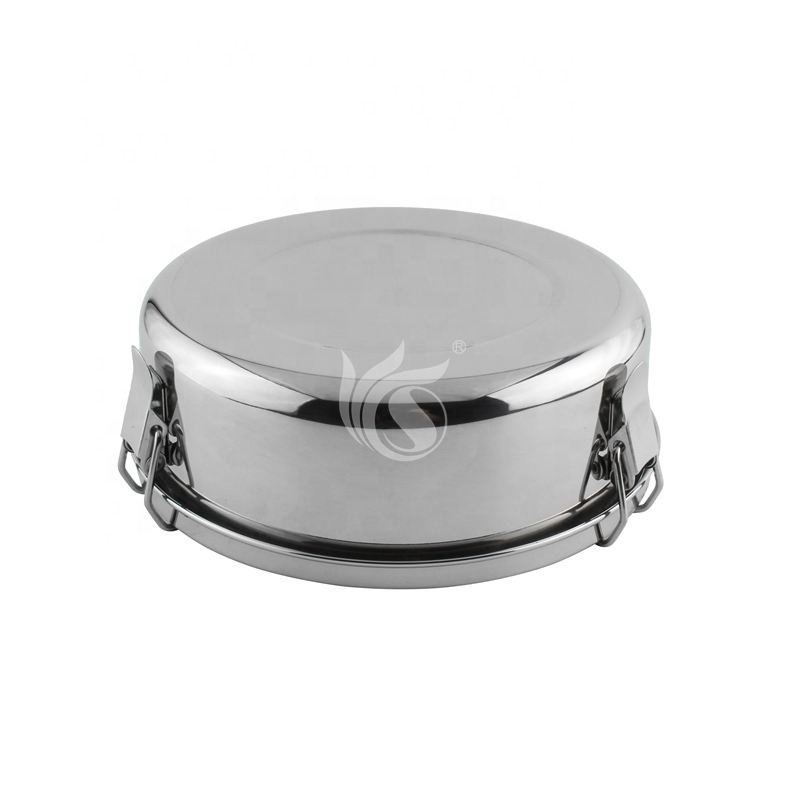 Stainless Steel Indian Tiffin Food Storage Container, Round 1 Tier Bento Lunch Box for Kids & Adults