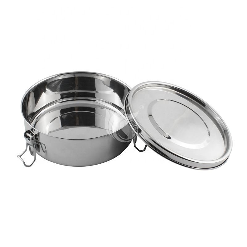 Stainless Steel Indian Tiffin Food Storage Container, Round 1 Tier Bento Lunch Box for Kids & Adults