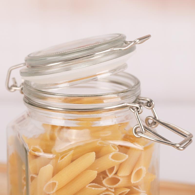 500ml 1000ml Clear Preserving Glass Jar Seal Wire Clip Fastening Cereal Dry Fruit Snack Pantry Container for Kitchen Canning