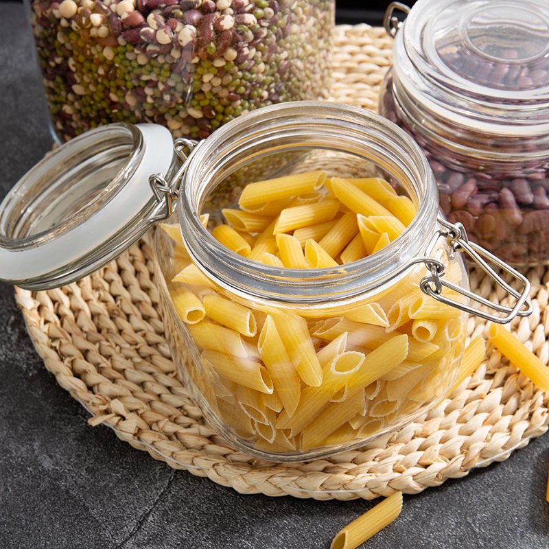 500ml 1000ml Clear Preserving Glass Jar Seal Wire Clip Fastening Cereal Dry Fruit Snack Pantry Container for Kitchen Canning
