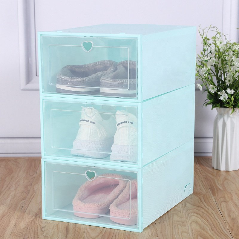 Wholesale plastic storage box Foldable Shoes container Display Case Shoe box organizer