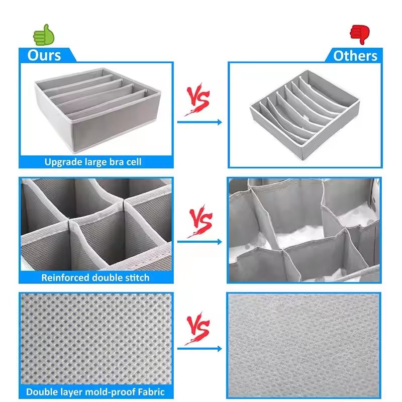 Multi-size Non-woven Fabric Bra & Socks Home Storage Cloth Organizer of Wardrobe Drawer Foldable Storage Box for Underwear