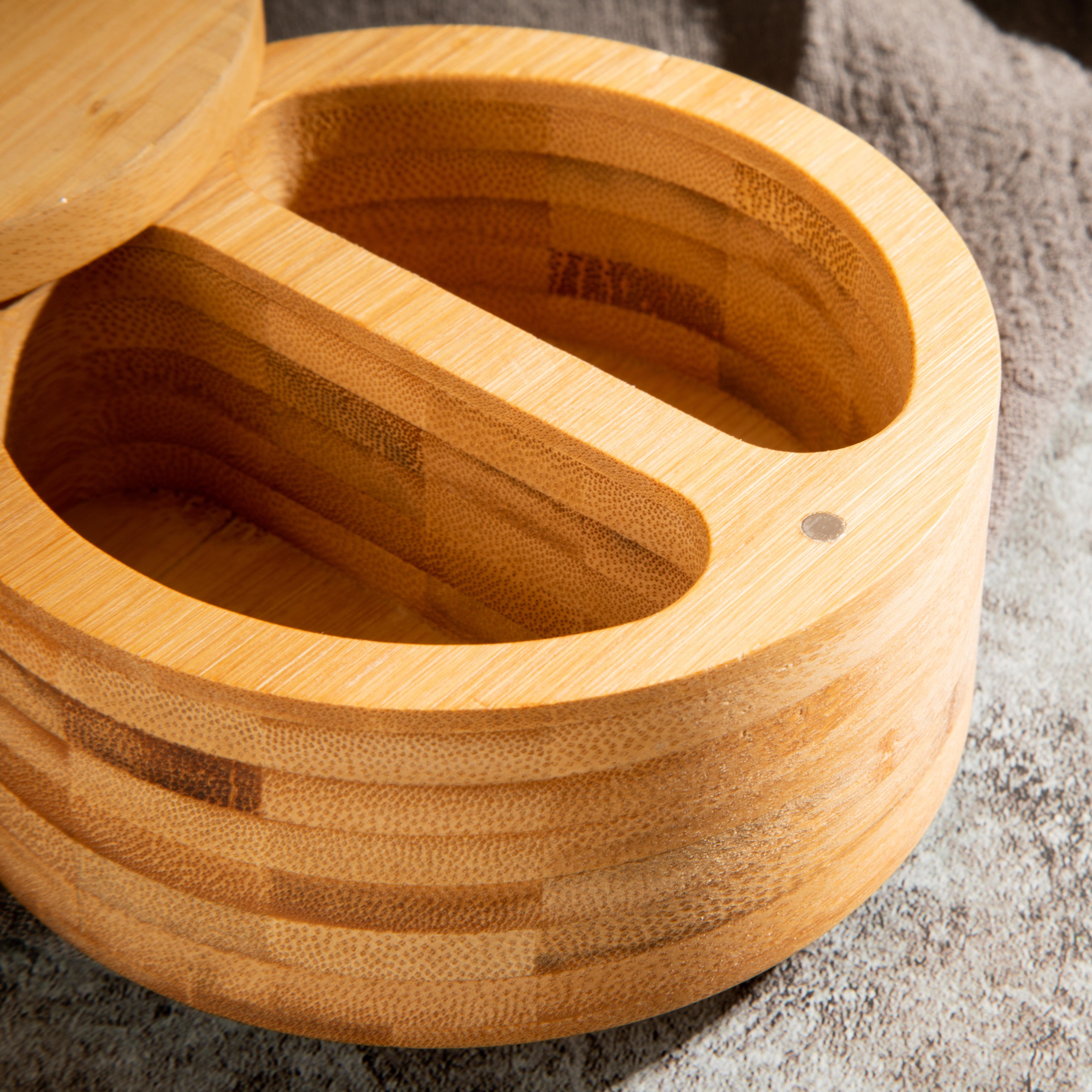 Good Value Bamboo Salt Box Bamboo Storage Box With Magnetic Swivel Lid Natural Material For Seasoning Jars