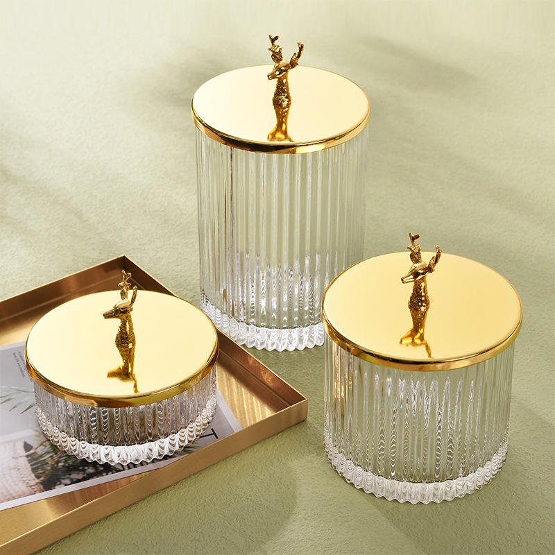 Glass Jar Gold Luxury Tea Wholesale Cookie Empty Spice Mason Kitchen Food Storage Candy Bottles Containers Glass Jar With Lids