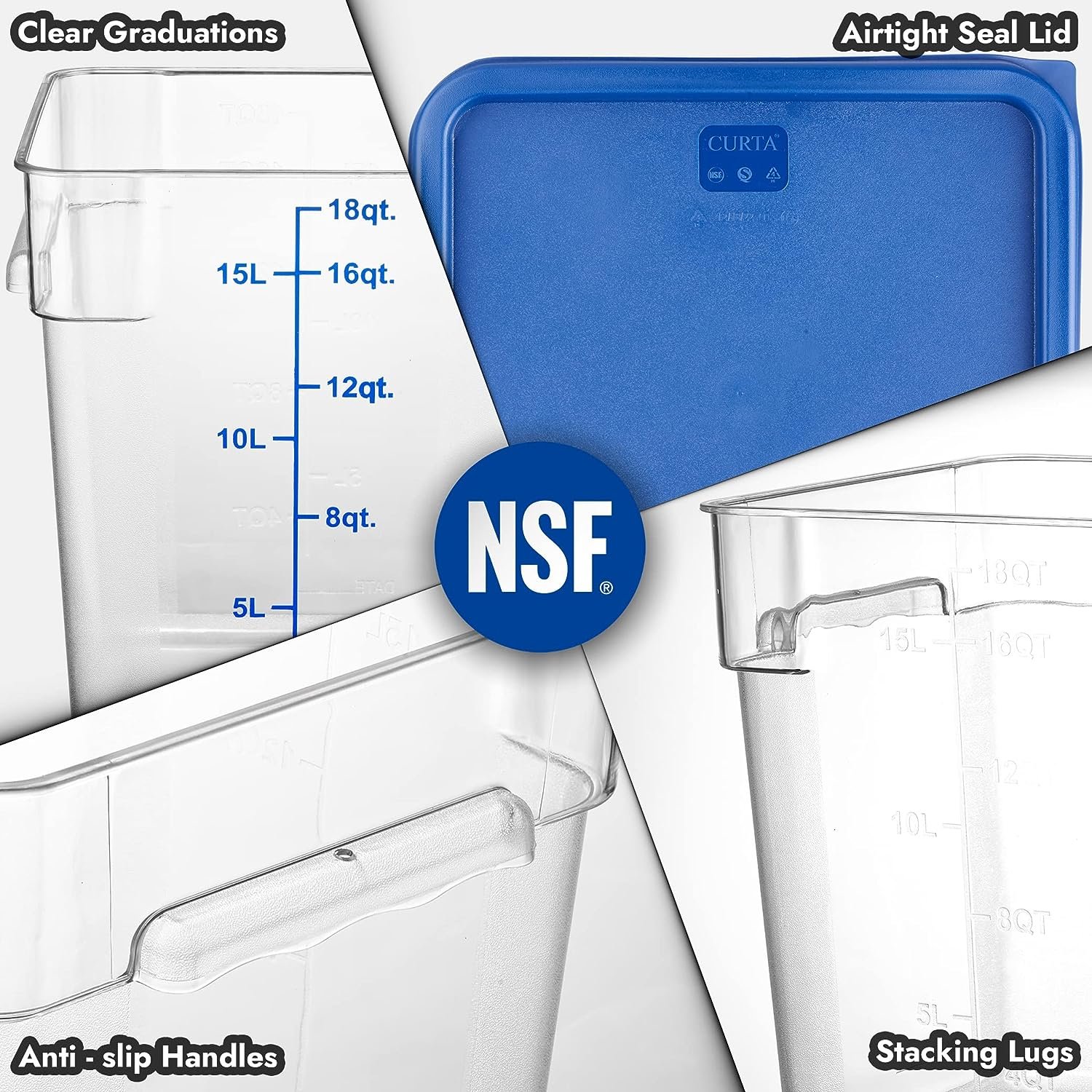 Food NSF PC Clear Square Kitchen Storage Box