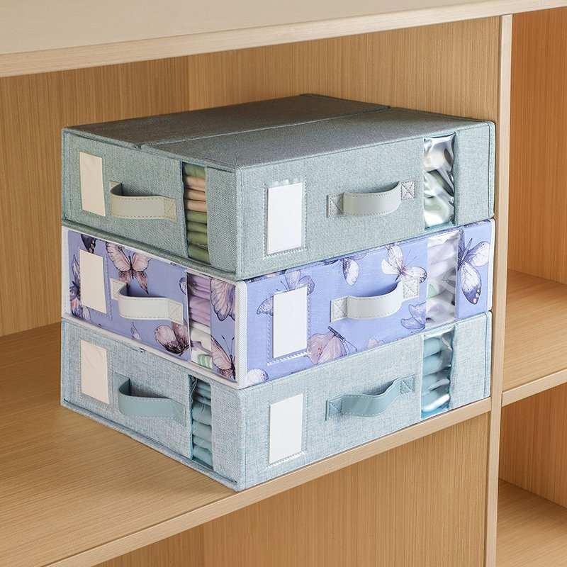 Foldable Bed Sheet Organizer Linen Fabric Closet Organizer Visual Window Design Wardrobe Divider Storage Box Pillow Organizer