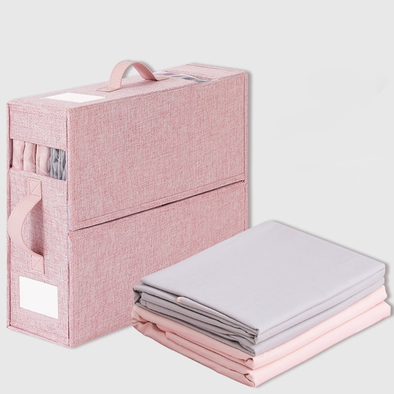 Foldable Bed Sheet Organizer Linen Fabric Closet Organizer Visual Window Design Wardrobe Divider Storage Box Pillow Organizer