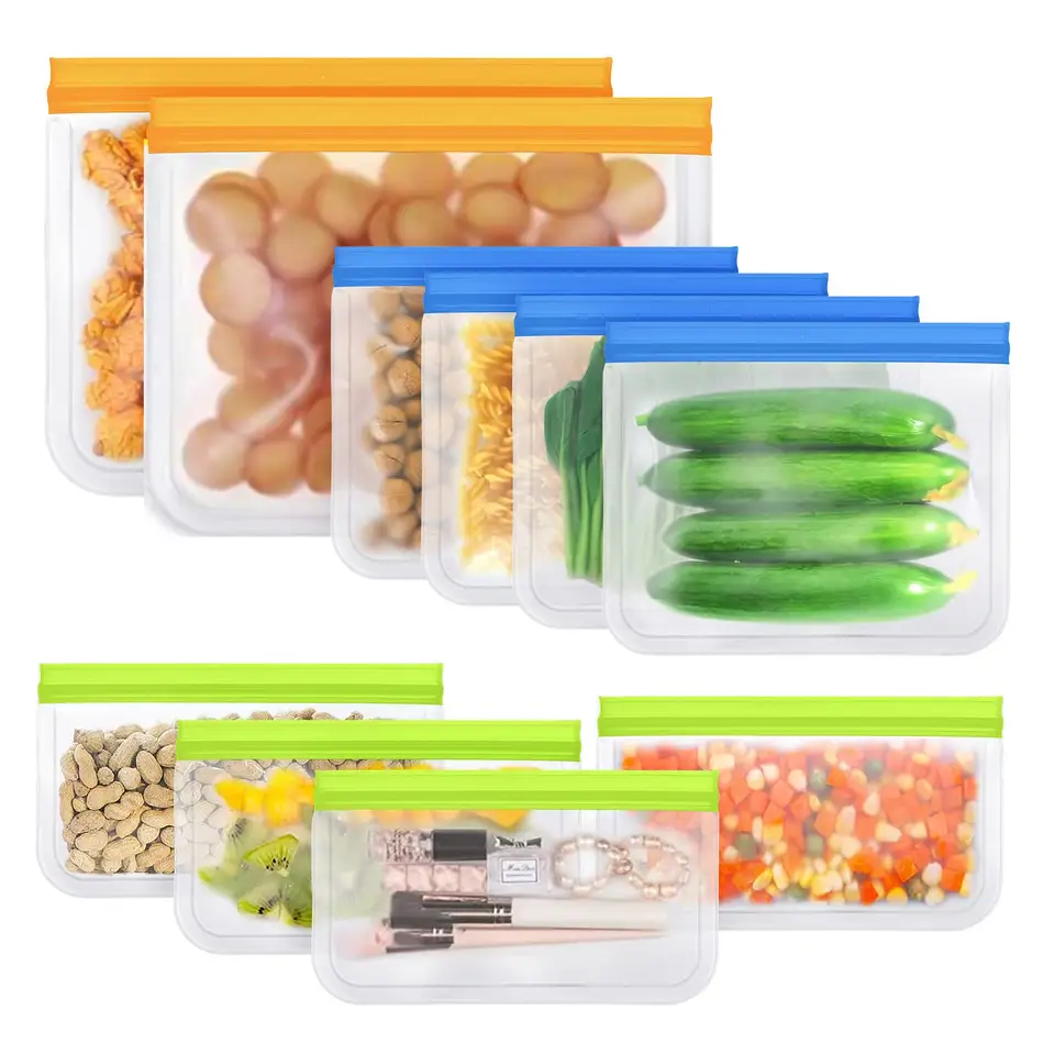 Hot sale silicone bags for food storage, food grade zipper bags, kitchen reusable sealed silicone food storage bags