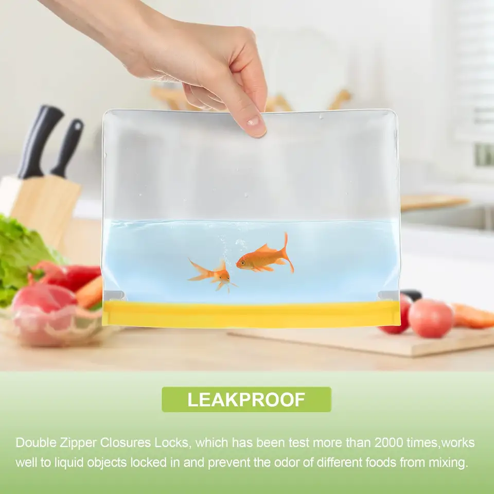Hot sale silicone bags for food storage, food grade zipper bags, kitchen reusable sealed silicone food storage bags