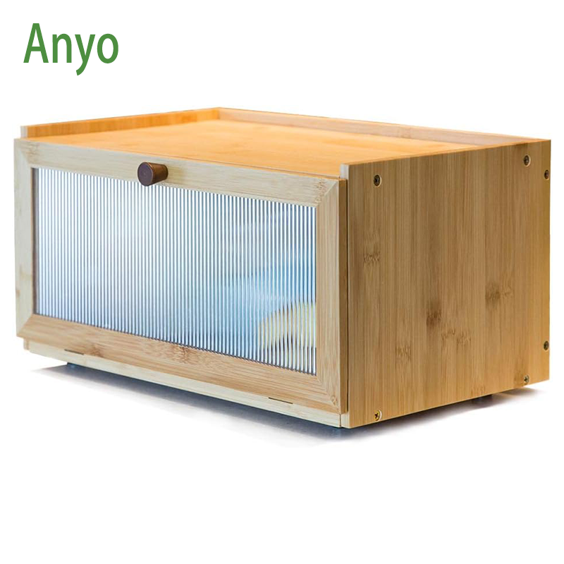 Kitchen Large Capacity Bamboo Organizer with Acrylic Wave Doors Kitchen Organizer
