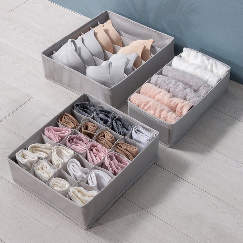 Non-Woven Foldable Drawer Organizer Underwear Socks Organizer Fordable Set Bra Storage Box