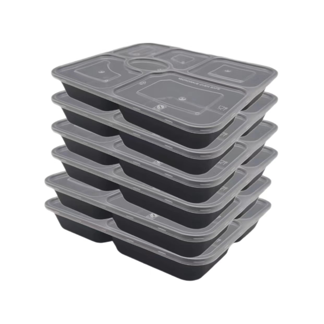 6 Compartments disposable plastic pp food preparation containers