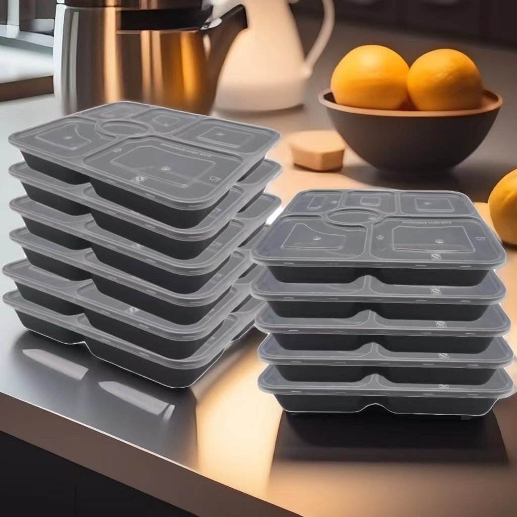 6 Compartments disposable plastic pp food preparation containers