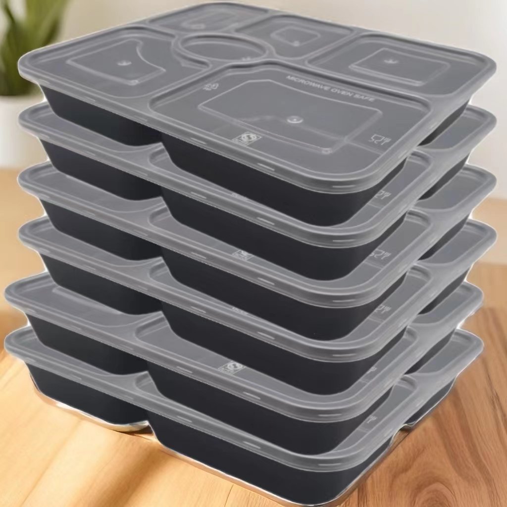 6 Compartments disposable plastic pp food preparation containers