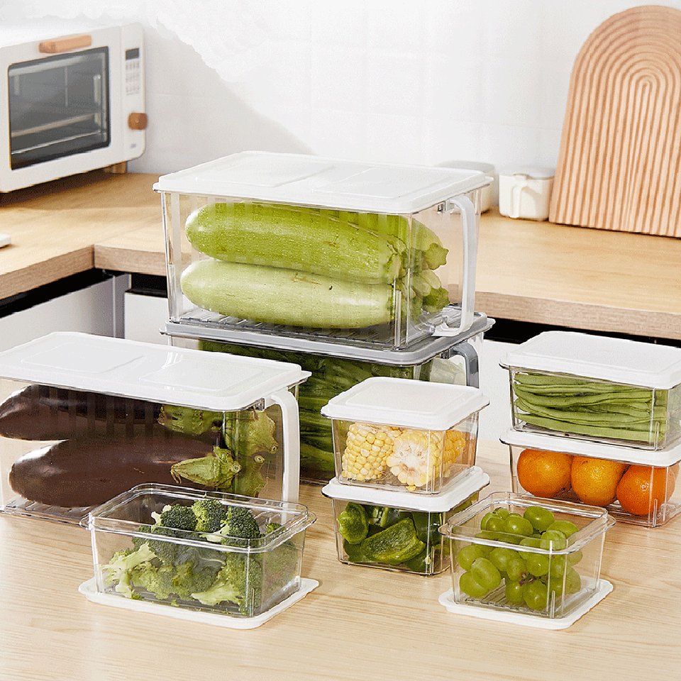 New Design BPA Free Freezer Container Kitchen Frozen Food Fresh Box Refrigerator Reusable Storage Box With Lid