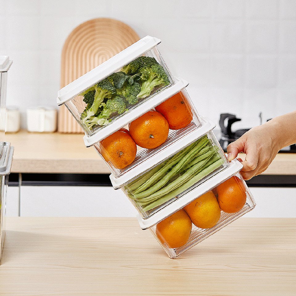 New Design BPA Free Freezer Container Kitchen Frozen Food Fresh Box Refrigerator Reusable Storage Box With Lid