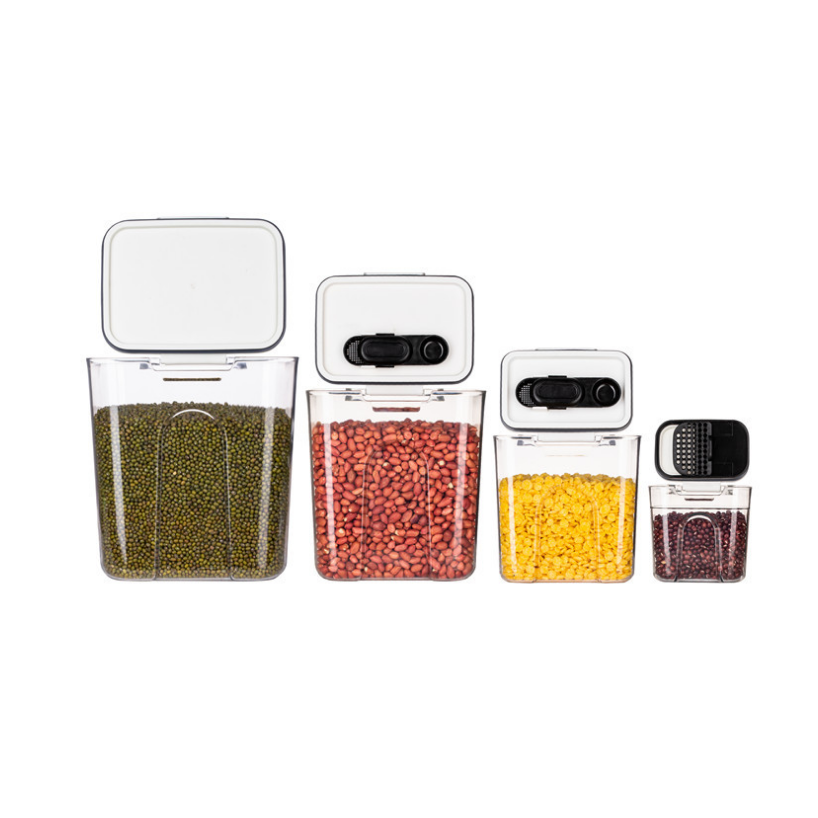 ABS Airtight Bulk Food Storage Containers Box Bins Jars Set Small Bucket Kitchen Pantry Organization Plastic New Design 4 Pack