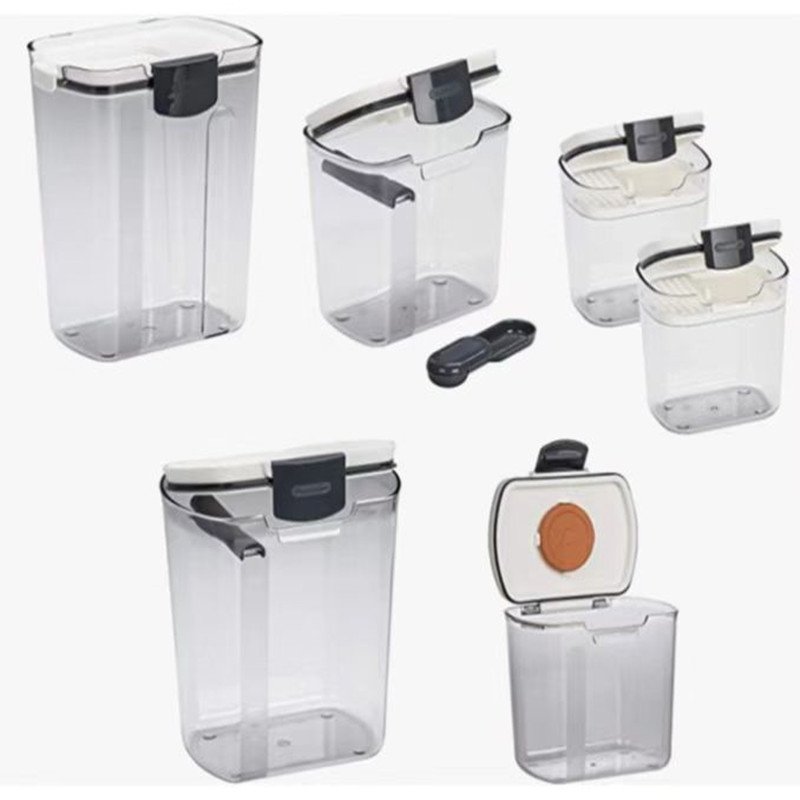 ABS Airtight Bulk Food Storage Containers Box Bins Jars Set Small Bucket Kitchen Pantry Organization Plastic New Design 4 Pack