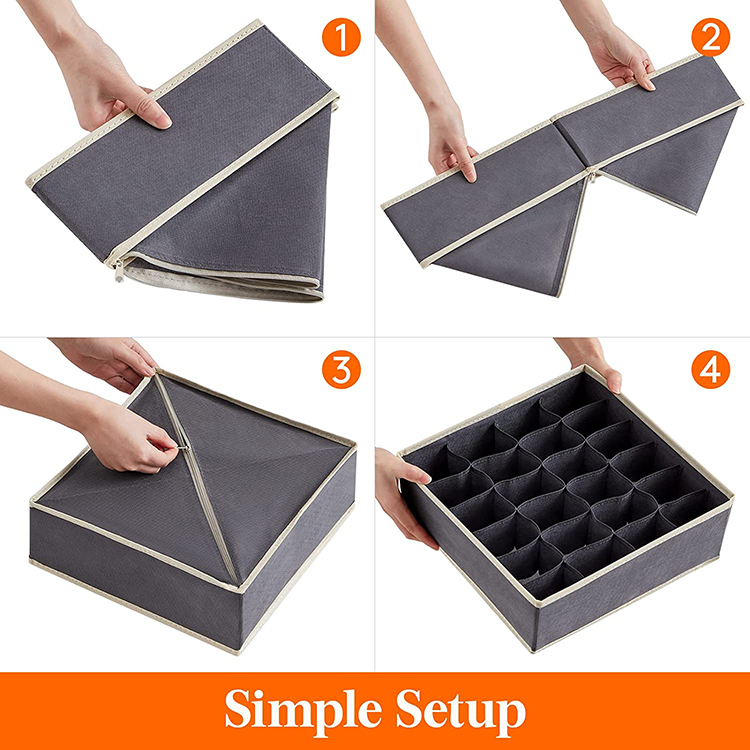Grey 4 Pcs Underwear Drawer Organizers Desk Closet Organizer and Storage Drawer Organizer for Underwear Bra Socks
