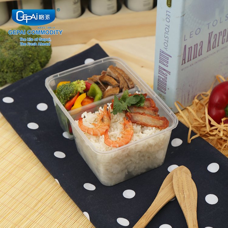 Factory Supplier's Microwavable Fast Food Container Box 2 Compartment Disposable Food Storage LFGB Certified Take Away Plastic