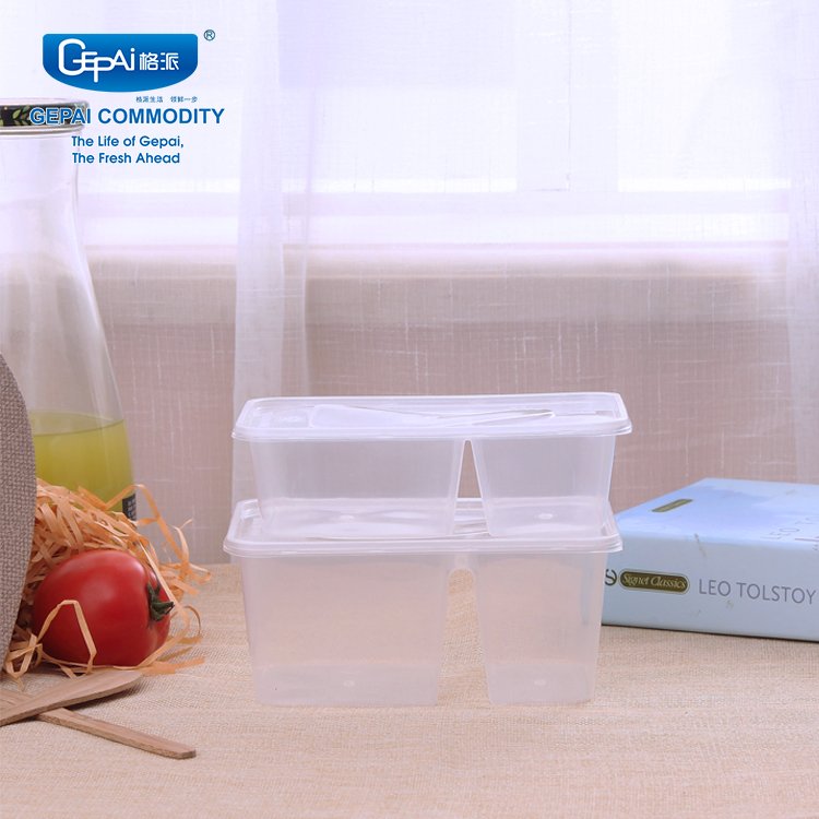 Factory Supplier's Microwavable Fast Food Container Box 2 Compartment Disposable Food Storage LFGB Certified Take Away Plastic