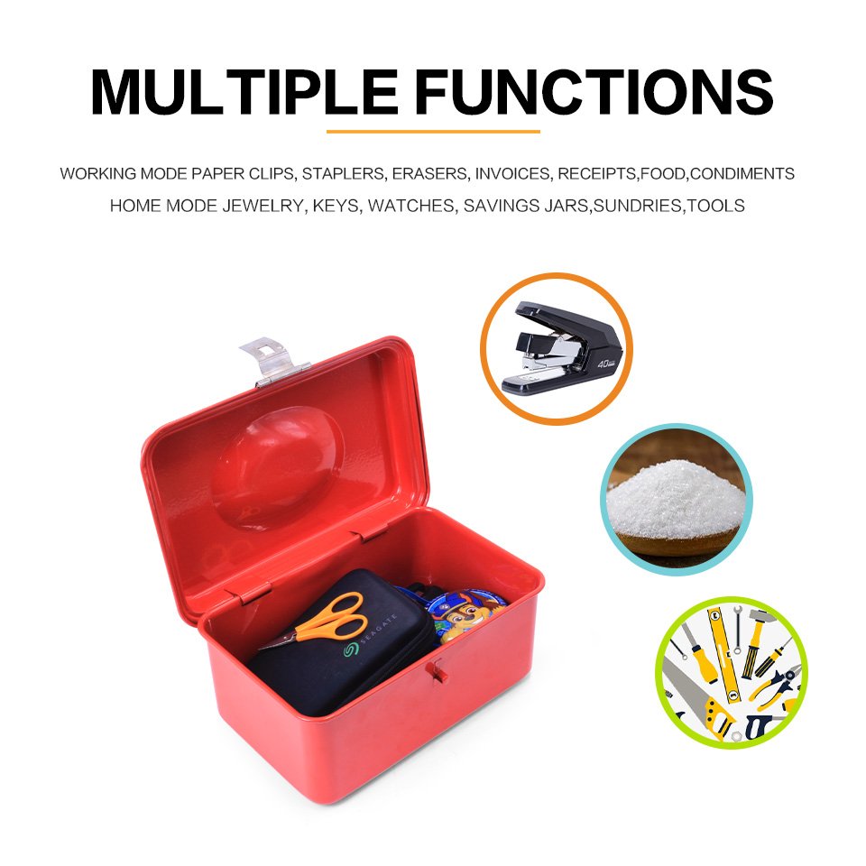 JYB custom colorful printed handle Metal food storage home tool tin box Kitchen Storage Containers with lock