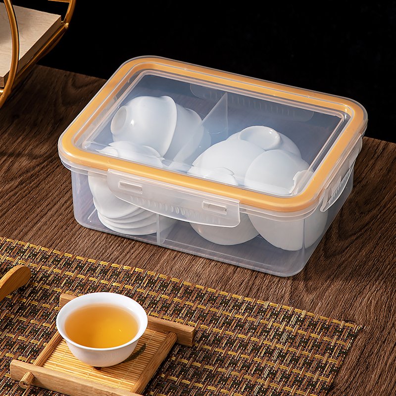Tea Set plastic Storage Box Multi-Purpose and Dustproof Storage Container The Storage Container for Tea Room
