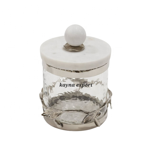 Luxury decorative Mackenzie fancy metal black & white canister Food storage & Container