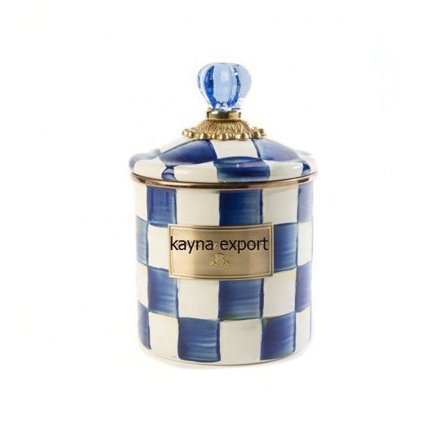 Luxury decorative Mackenzie fancy metal black & white canister Food storage & Container