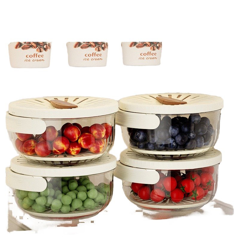 Multifunctional Double-Layer Vegetable & Salad Bowl Drain Basket with Foldable Handles & Lid Practical Storage Box & Bin