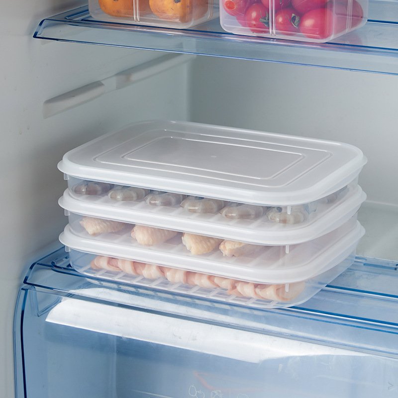 Transparent PE soft cover stackable seafood fish frozen storage box refrigerator fresh vegetables organizing 118123