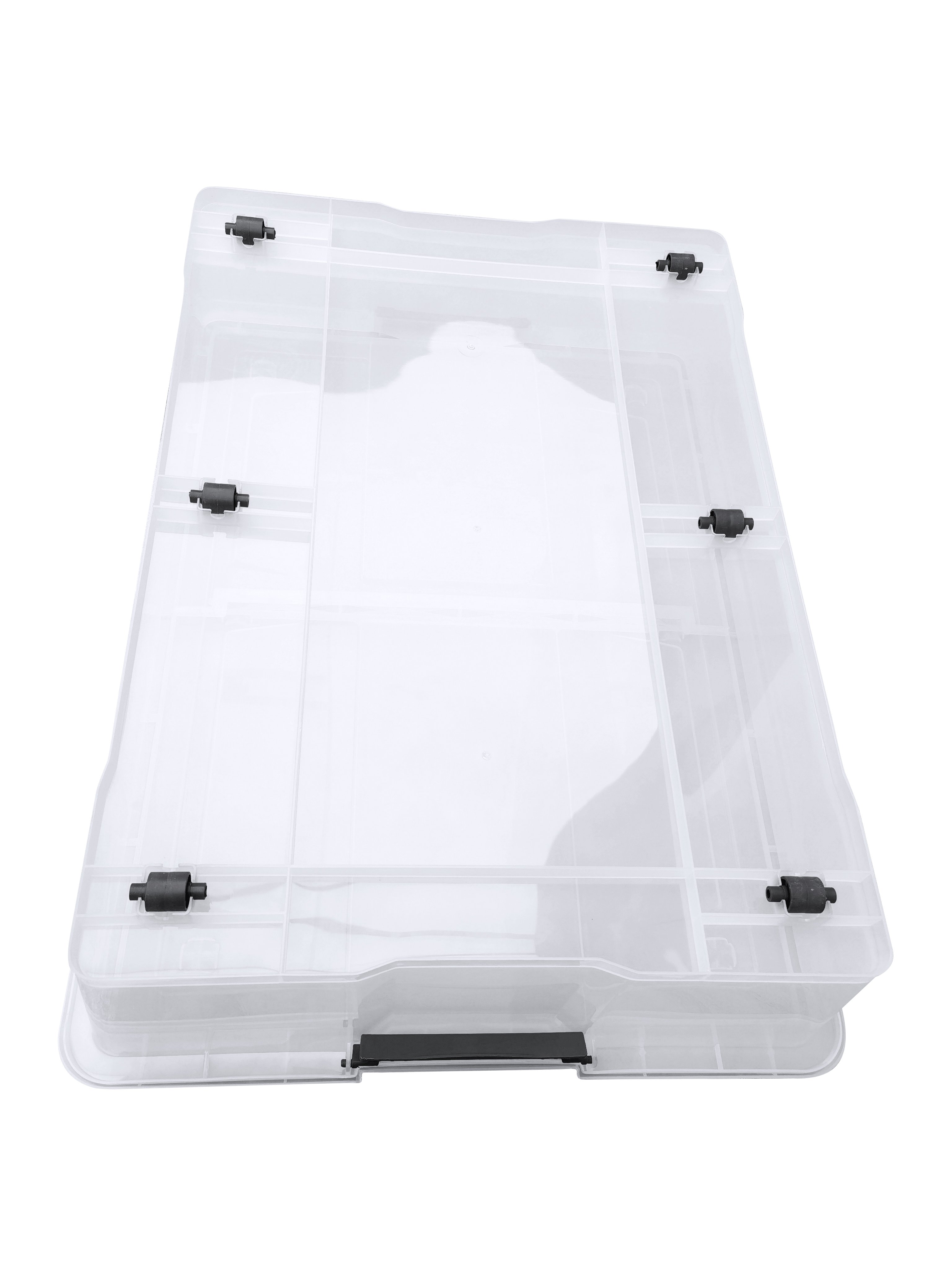 China 55l large clear plastic storage box bin container with lid
