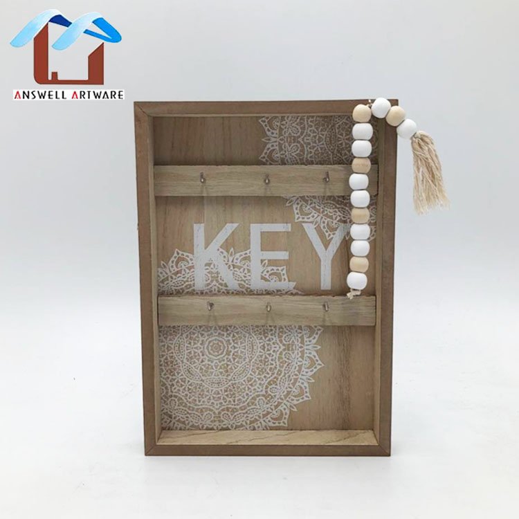 Home Office Living Room Decor Key Organizer Holder Wooden Wall Mounted Key Storage shelf