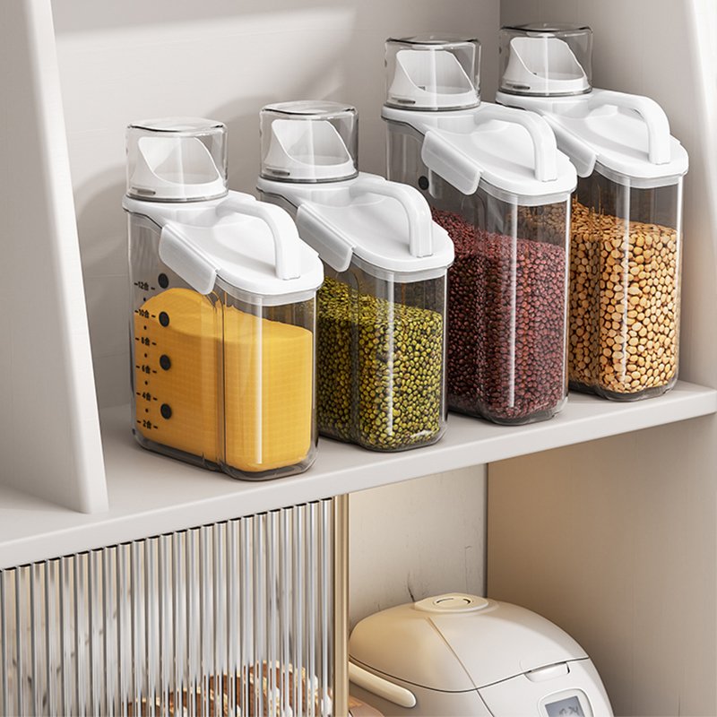 2800ML Plastic Bulk Food Storage Container Grain Transparent Tank Rice Barrel Cereal Dispenser with silicone sealing ring