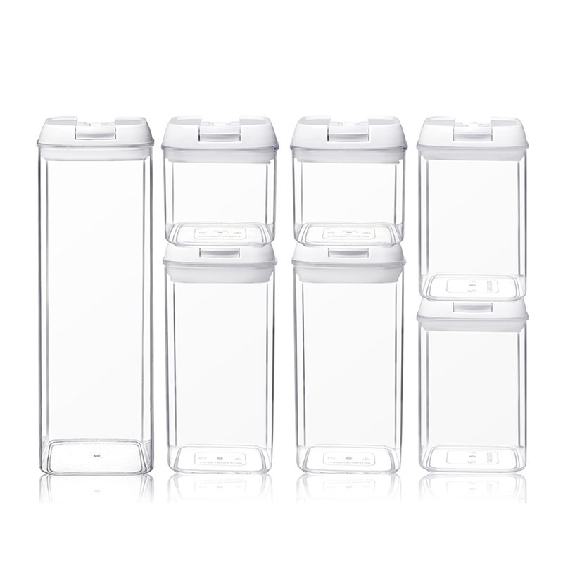 7-piece Set Tight Food Storage Container Home Plastic Transparent Storage Box With Easy Open Lid