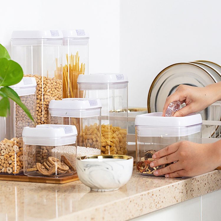 7-piece Set Tight Food Storage Container Home Plastic Transparent Storage Box With Easy Open Lid