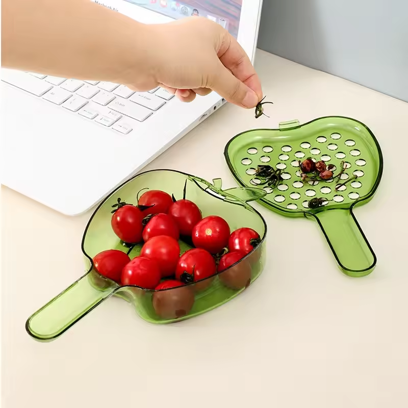Hot Selling Plastic Food Storage & Container with Handle Lid Drain Basket for Home Kitchen Fruit Washing Artifact