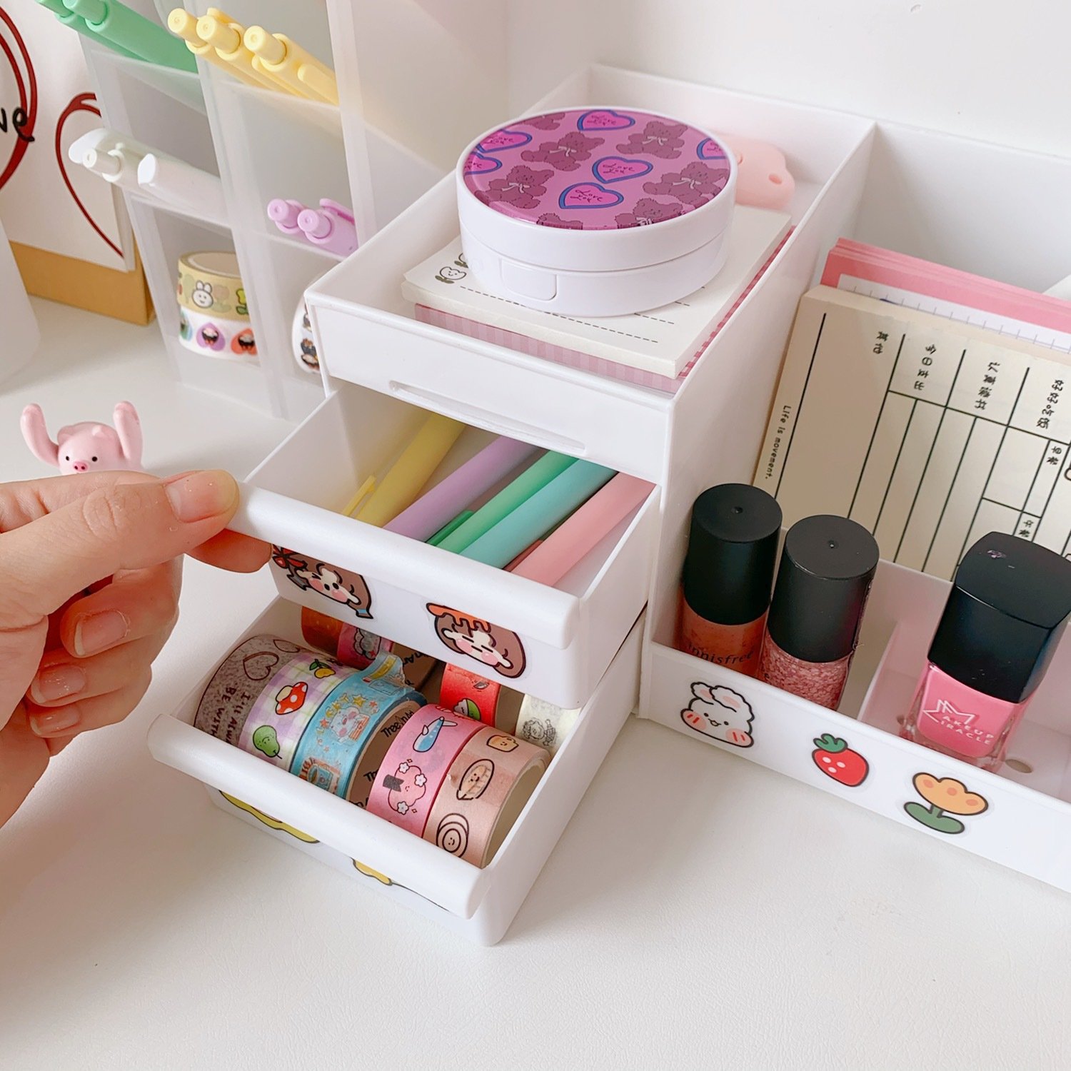 New arrival desk lovely desk plastic drawer storage box for students