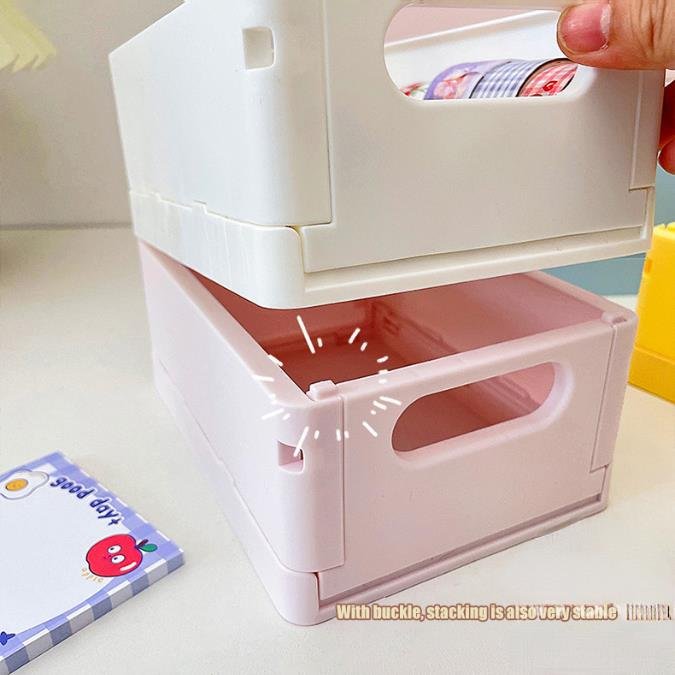 Kawaii Cartoon Hellokittys Kuromi Desktop Storage Box Skin Care Products Lipstick Foldable Mini Box Organizer Sundries Basket