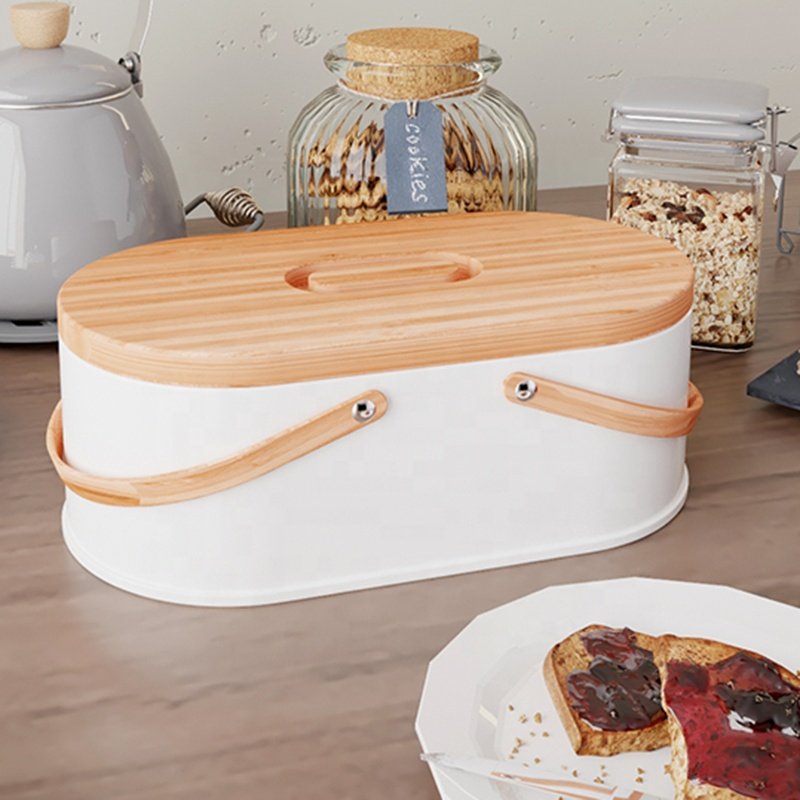 Metal Bread Box for Kitchen Storage Vintage Bread Bin with Cutting Board Lid Food Storage Container - Perfect Bread Keeper