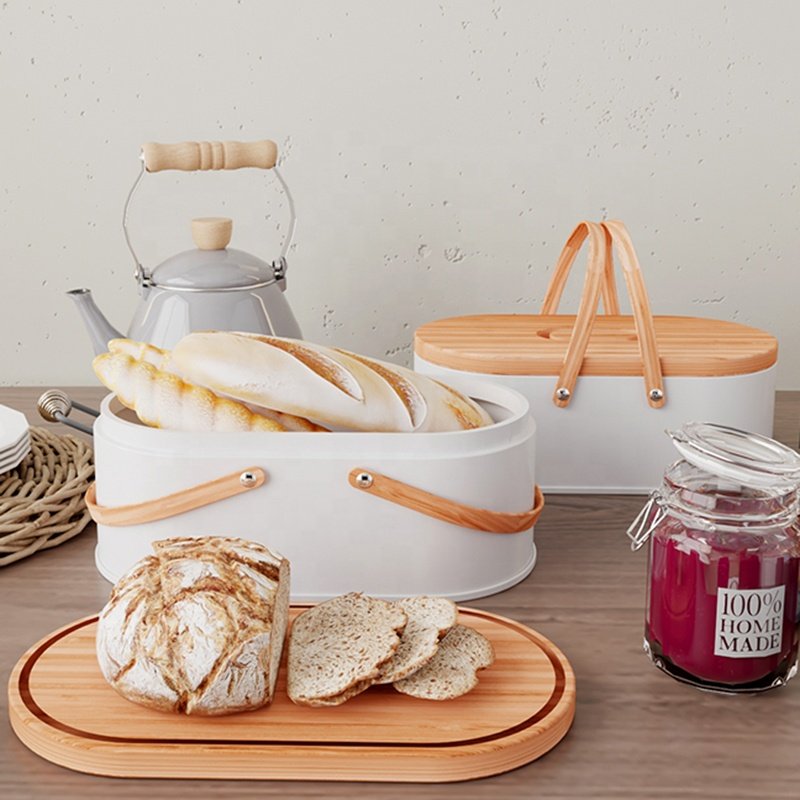 Metal Bread Box for Kitchen Storage Vintage Bread Bin with Cutting Board Lid Food Storage Container - Perfect Bread Keeper