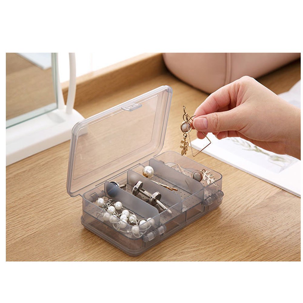 Fashion Double-layer Thickened Compartment Portable Jewelry Box Plastic Transparent Storage Box Mini White Storage Box