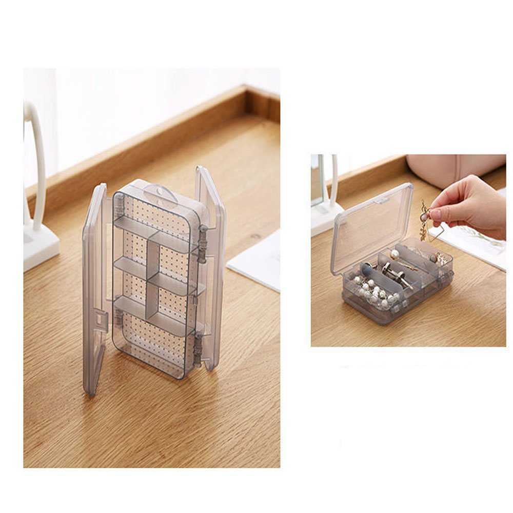 Fashion Double-layer Thickened Compartment Portable Jewelry Box Plastic Transparent Storage Box Mini White Storage Box