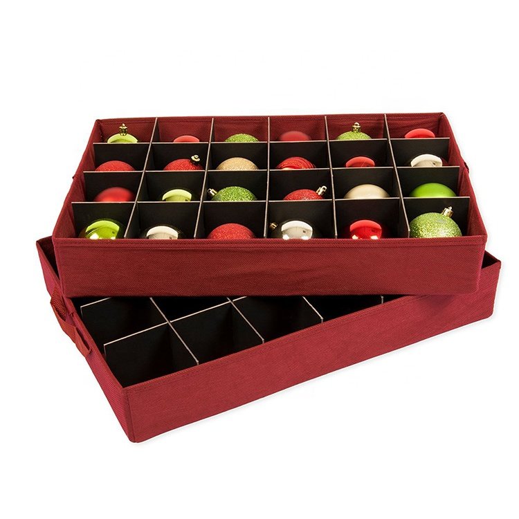 Cardboard Ornament Organizer Storage Box With Dividers Xmas Decoration Storage Boxes
