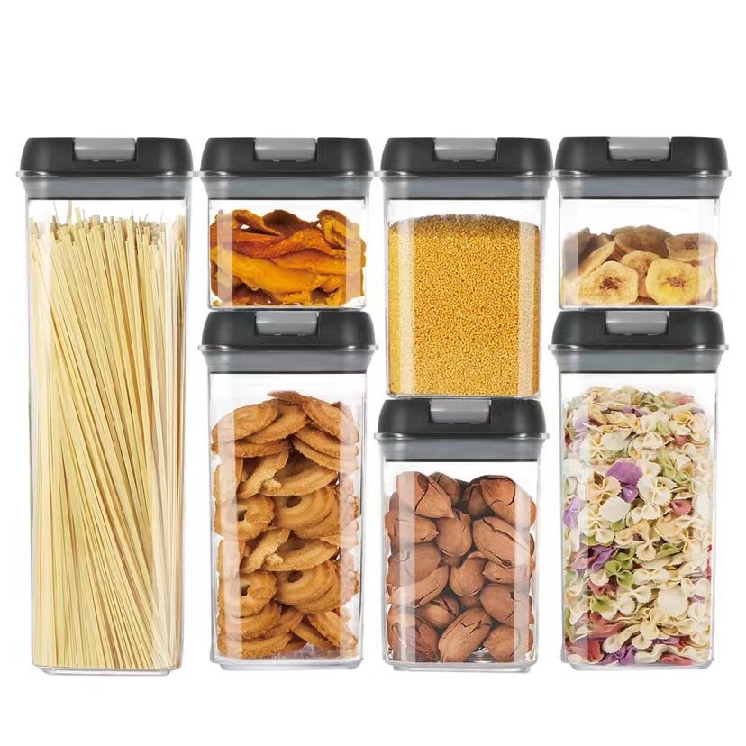 Plastic Sugar Flour Dry Food Cereal Kitchen Organizers Food Storage Containers Storage Box Sets 7 Pack