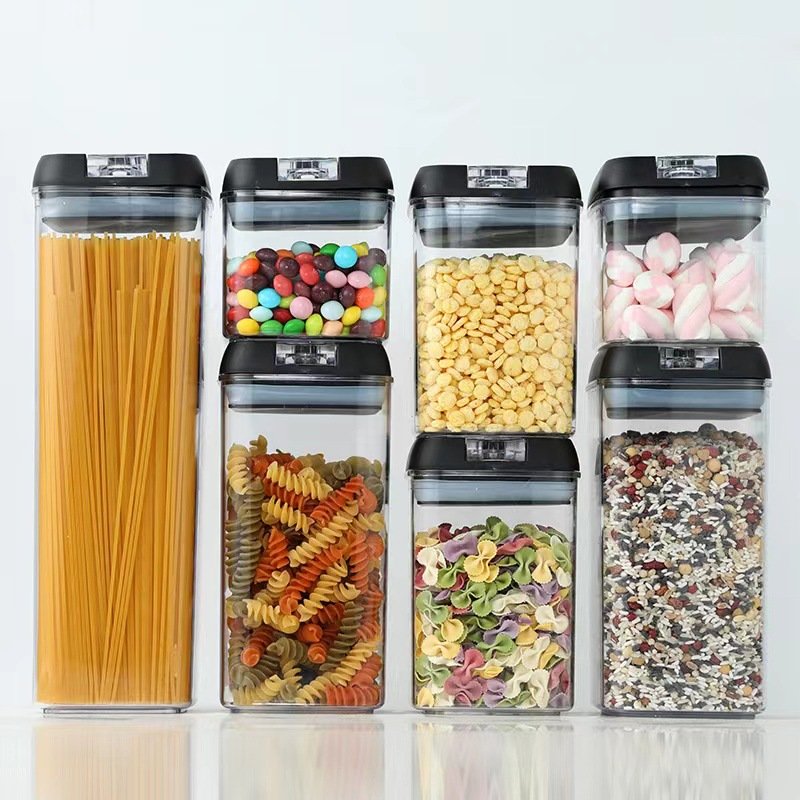 Plastic Sugar Flour Dry Food Cereal Kitchen Organizers Food Storage Containers Storage Box Sets 7 Pack