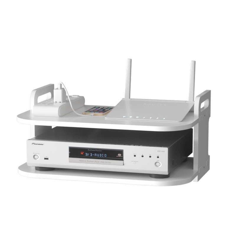 WiFi Wall Mount TV Bracket Punch-Free Rack Storage Box for Set-Top Box and Router Metal and Plastic Bathroom Shelf