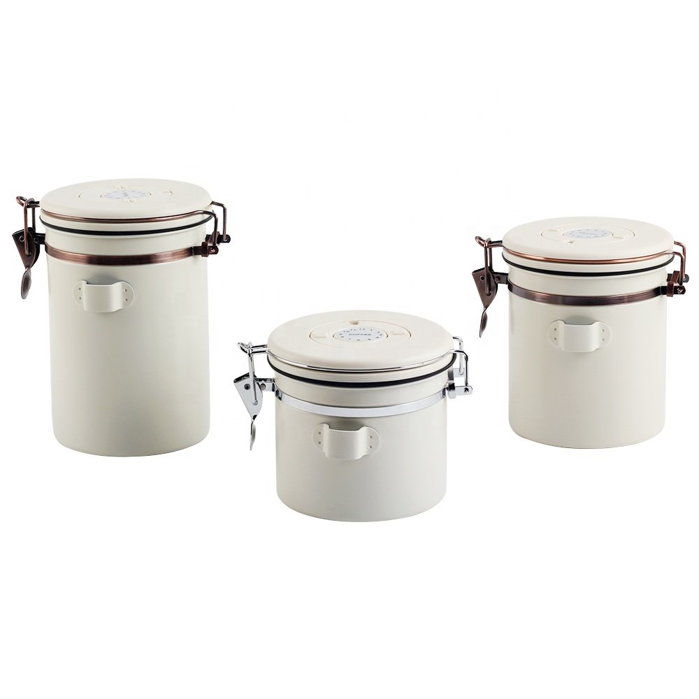 Coffee Storage - Stainless Steel Tea and Sugar Containers - Canisters w/Date-Tracker, CO2 Valve