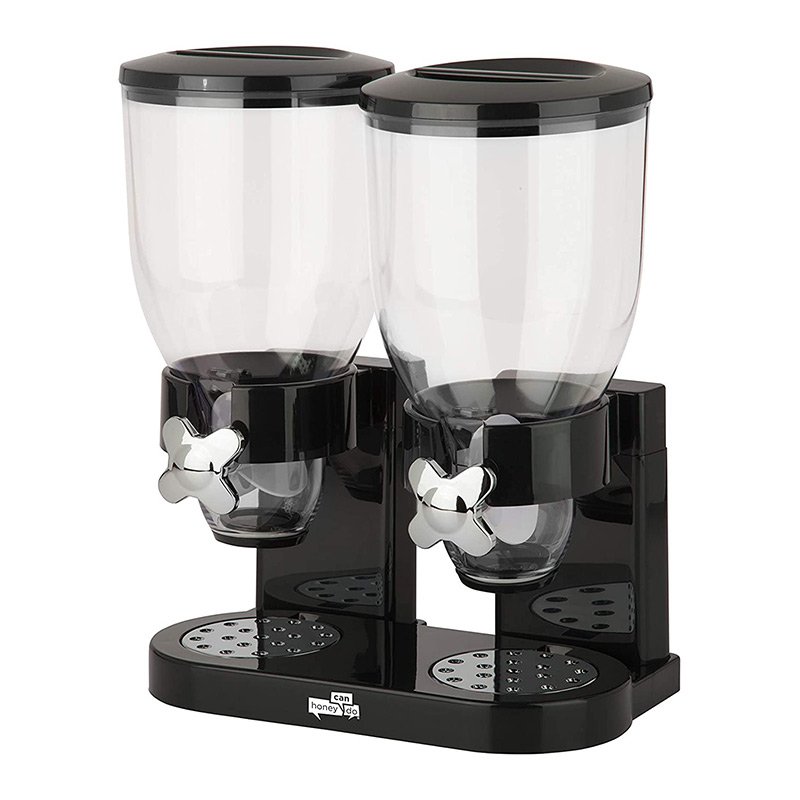Kitchen Indispensable Dry Food Dispenser Chrome Single Weight and Double Control Breakfast Cereal Oatmeal Rice Bucket Storage