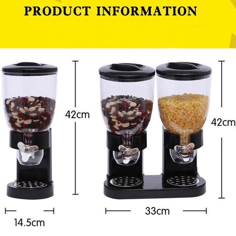 Kitchen Indispensable Dry Food Dispenser Chrome Single Weight and Double Control Breakfast Cereal Oatmeal Rice Bucket Storage
